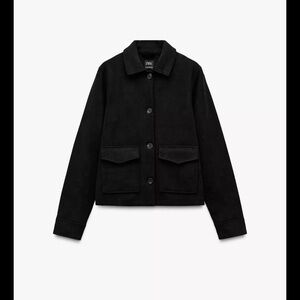 ZARA NEW Faux Suede Black Utility Jacket for Women